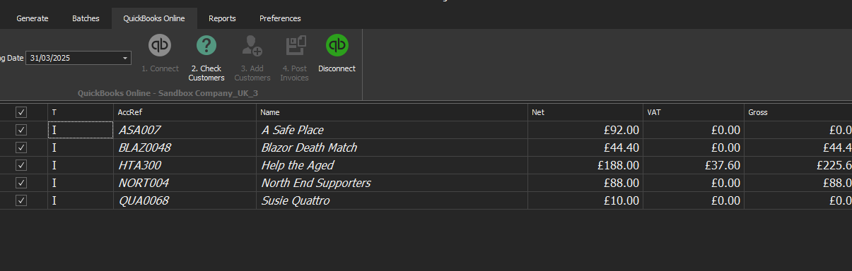 image of posting invoices to QuickBooks